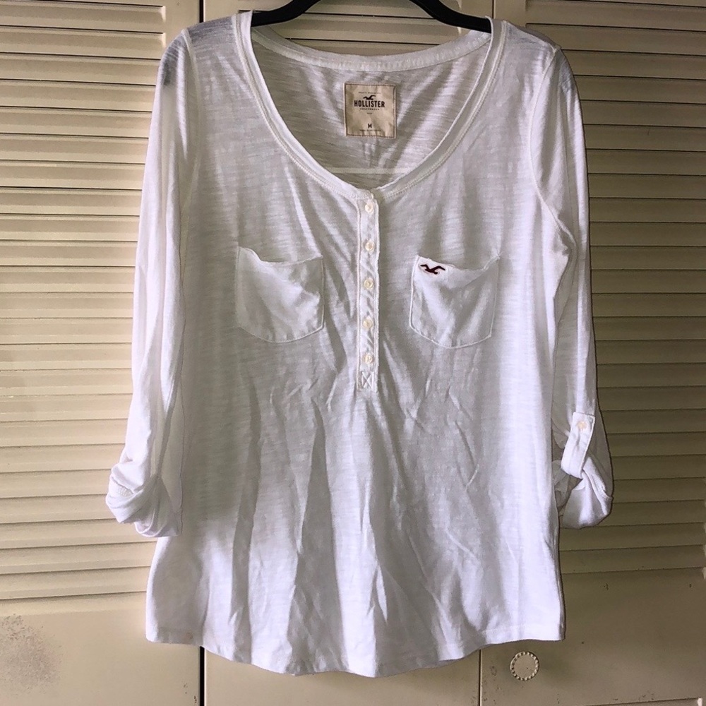 Hollister White Quarter Sleeve Shirt